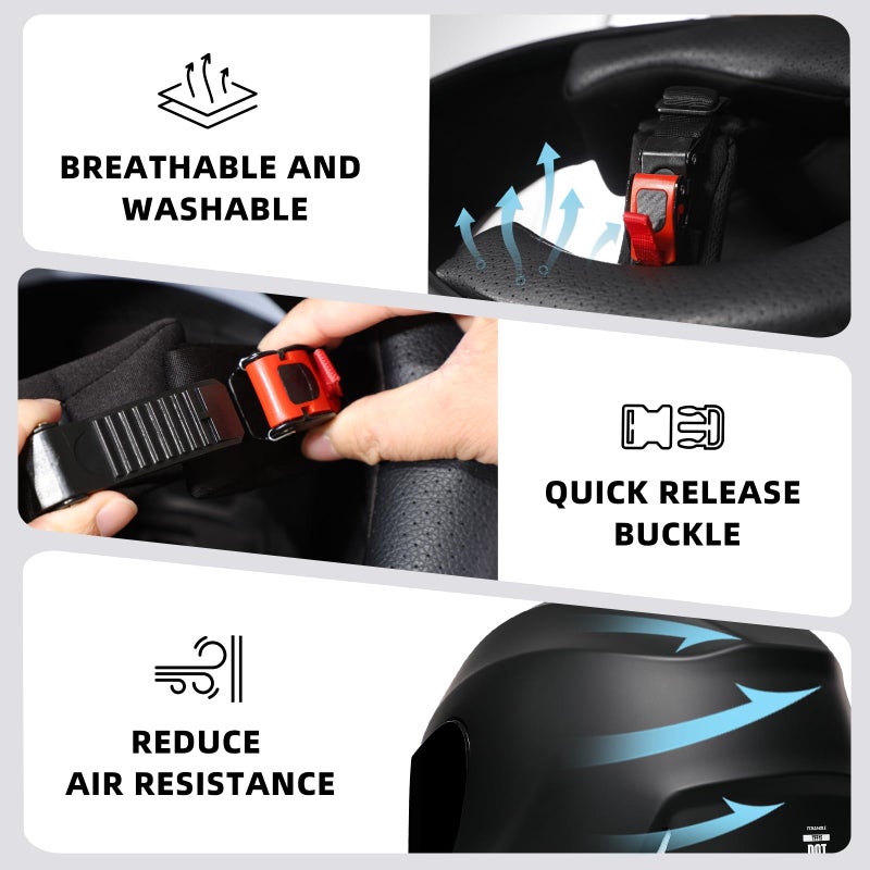 TRIANGLE Motorcycle Helmets Full Face Motorcycle Helmet for Men & Women with Tinted and Clear Visor Meet Dot Approved - Image 3